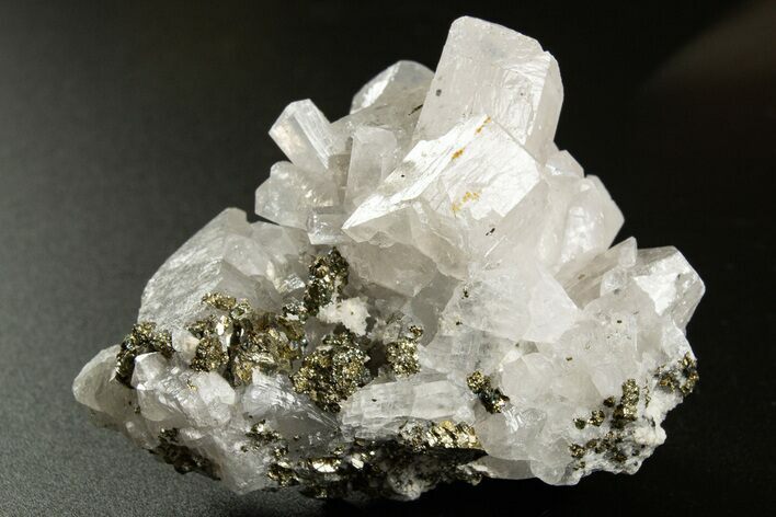 Columnar Calcite w/ Sparkling Chalcopyrite & Pyrite - Fluorescent! #330107